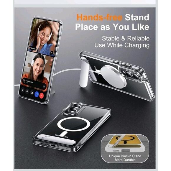 Temdan Magnetic Clear Case for Samsung Galaxy S25 Edge with Stand | Military... - Picture 3 of 7